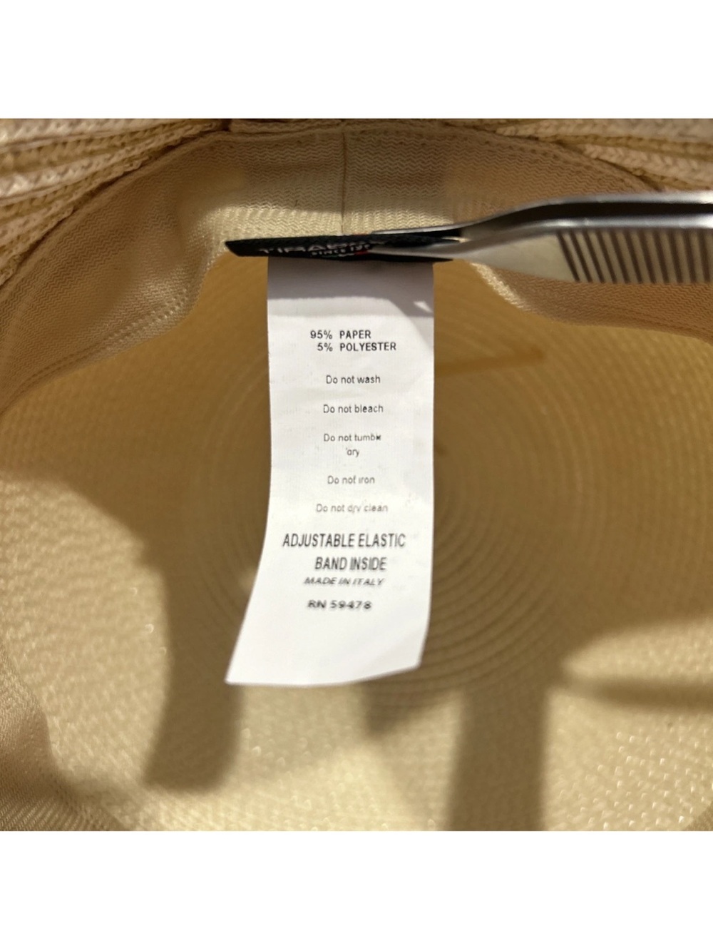 Tirabasso Made In Italy Wide Brim Sun Hat With Ribbon Adjustable Off White OSFM - Picture 8 of 8